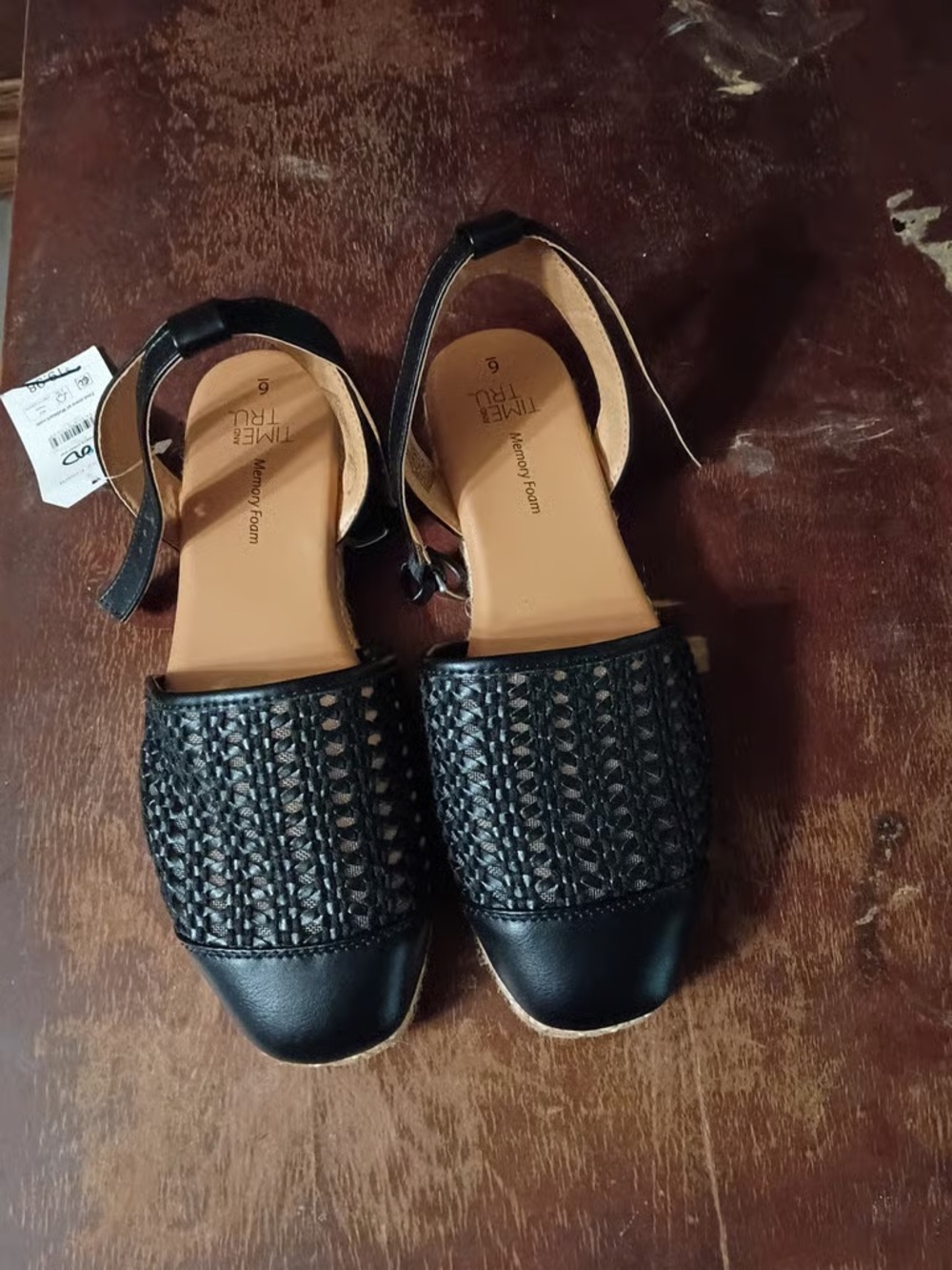 Black Woven Closed-Toe Ankle-Strap Mules